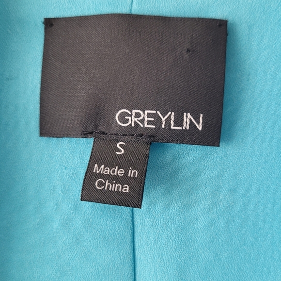 Greylin Camila Silk Crepe Sleeveless Blue Dress Size S - Picture 10 of 13